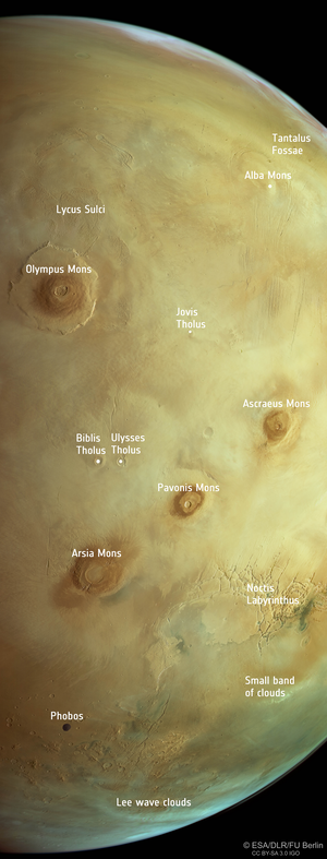 Annotated image of Mars