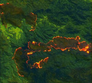 Wildfires detected in raw Copernicus Sentinel-2 imagery