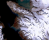 True colour optical satellite image of Brøggerhalvøya