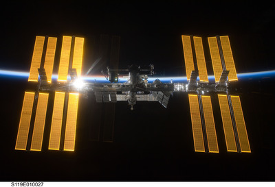Internationl Space Station with sunrise