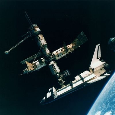 Space Shuttle docked with Mir