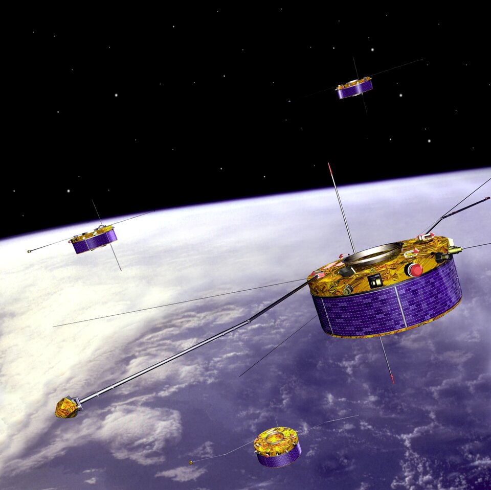 Das Cluster-Satellitenquartett der ESA erforscht das Weltraumwetter