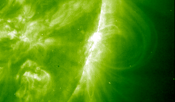 Click on image to see the huge flare produced on 4 November 2003