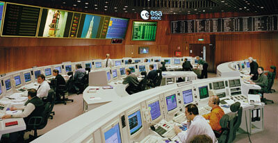 Kontrolrummet hos ESOC, Darmstadt, Tyskland