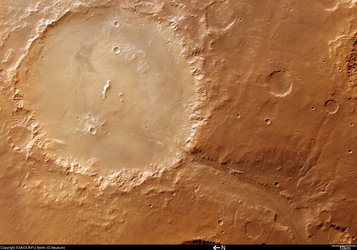 Colour image of Crater Holden and Uzboi Vallis