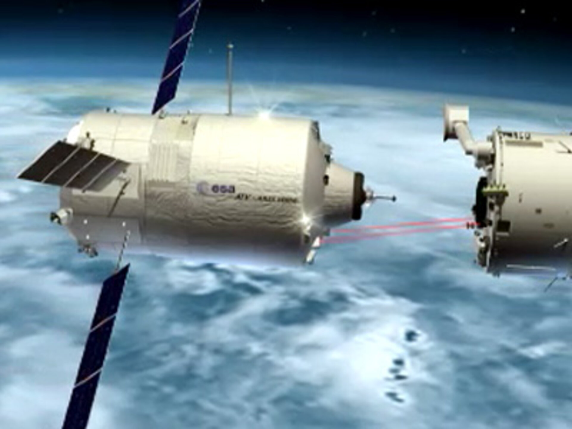 Animation illustrating the mission scenario for Europe's Automated Transfer Vehicle
