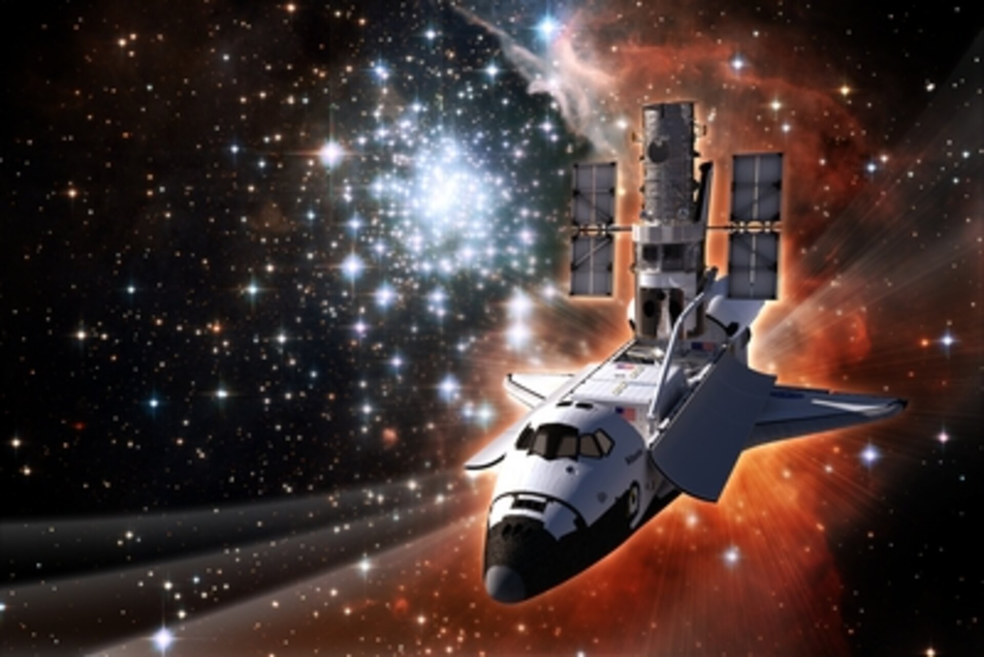 Space Shuttle Atlantis with Hubble