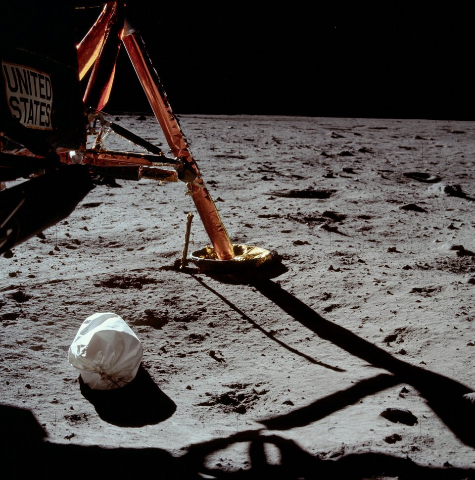The first photograph taken on the Moon