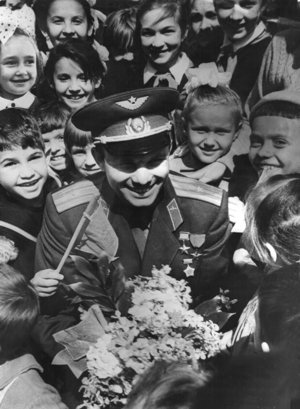 Gagarin with the public