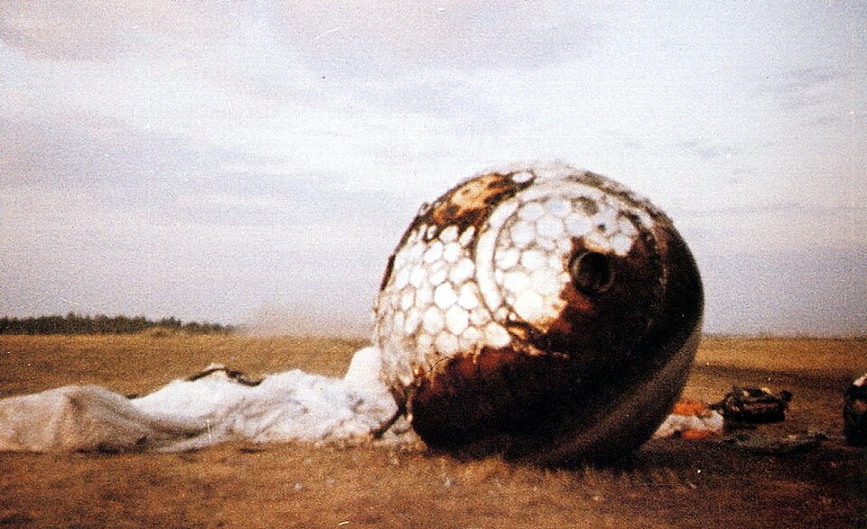 Vostok 1's reentry capsule after landing