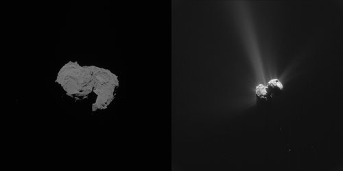 Comet on 6 August 2014 and 6 August 2015