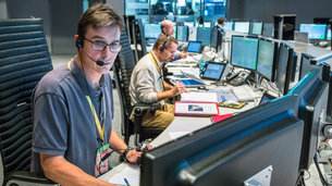 LISA Pathfinder spacecraft operations manager Ian Harrsion seen in the Main Control Room at ESOC during launch on 3 December 2015.