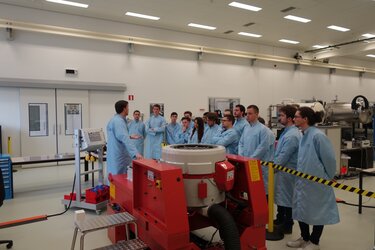 CubeSat team students during a tour of the Mechanical Systems Laboratory - ESTEC
