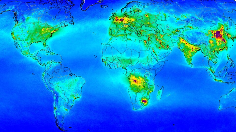 Worldwide nitrogen dioxide mapped using measurements gathered by Copernicus Sentinel-5P