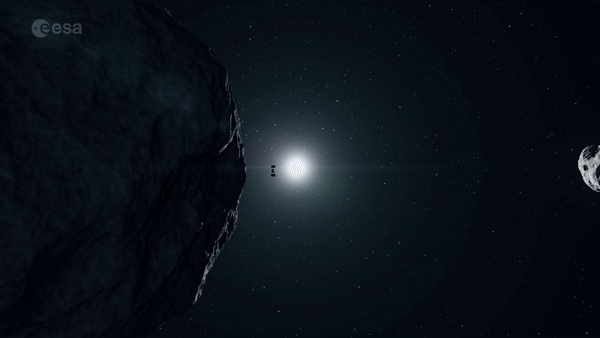 Hera passes between asteroids