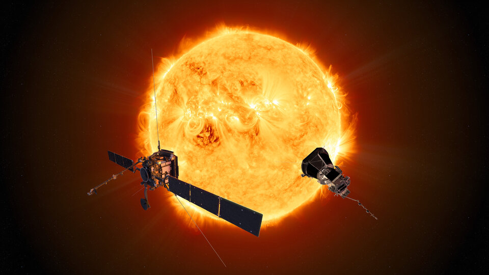 Artist impression of Solar Orbiter and Parker Solar Probe