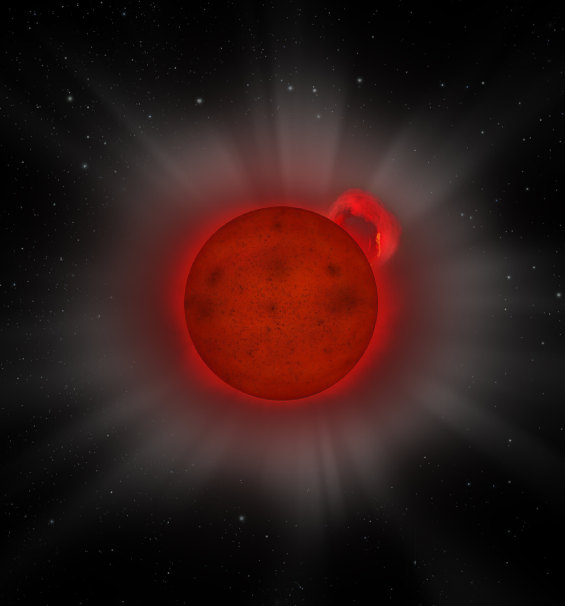 Artist's impression of the giant flare detected on the L dwarf J0331-27