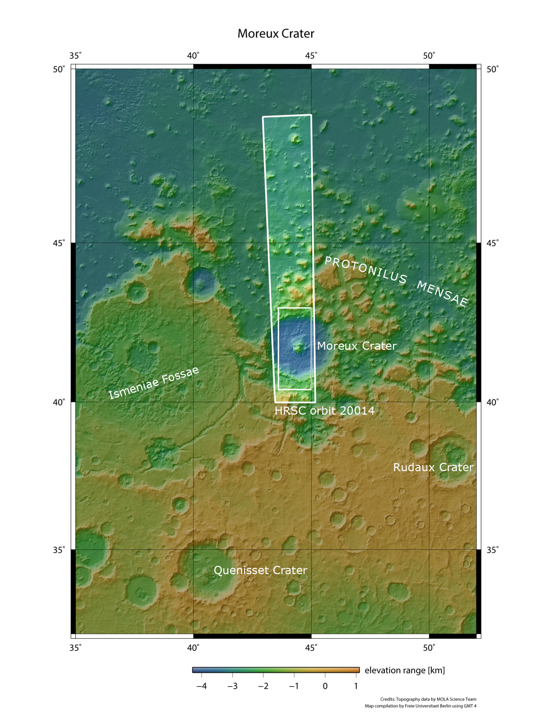 Moreux crater in wider context