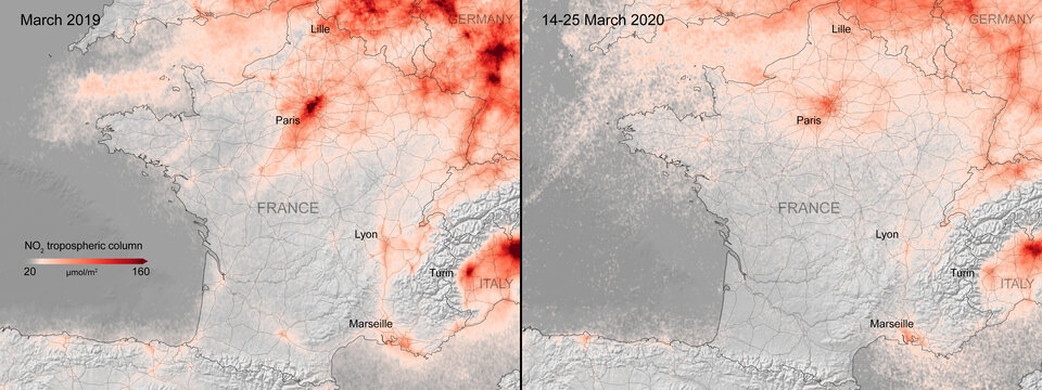 Nitrogen dioxide concentrations over France