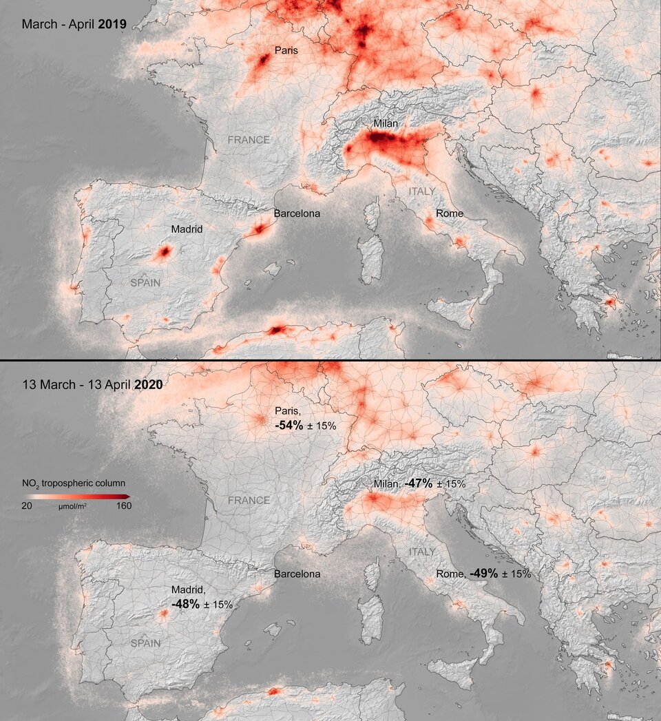 Nitrogen dioxide concentrations over Europe