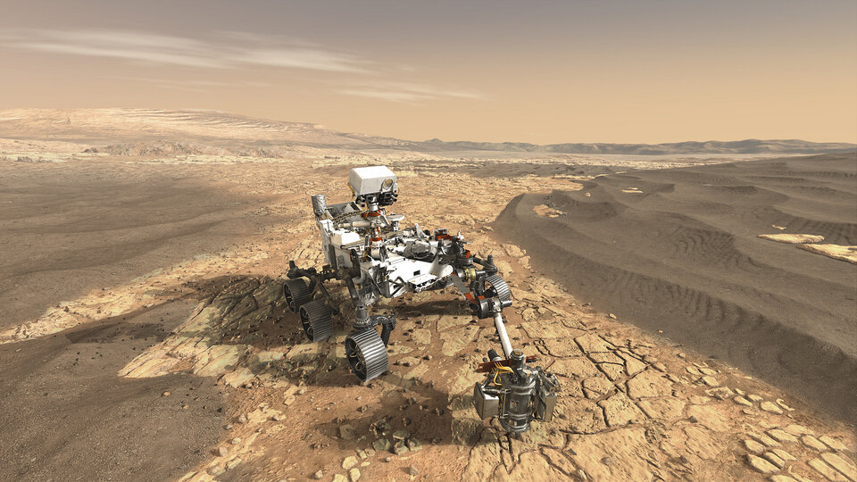 Artist’s impression of the Mars 2020 Perseverance rover (Credit: NASA)