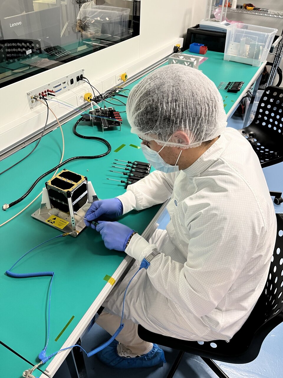 3Cat4 student working on CubeSat
