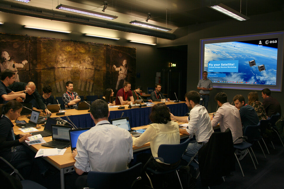 Student teams attending a CDR Workshop at ESTEC