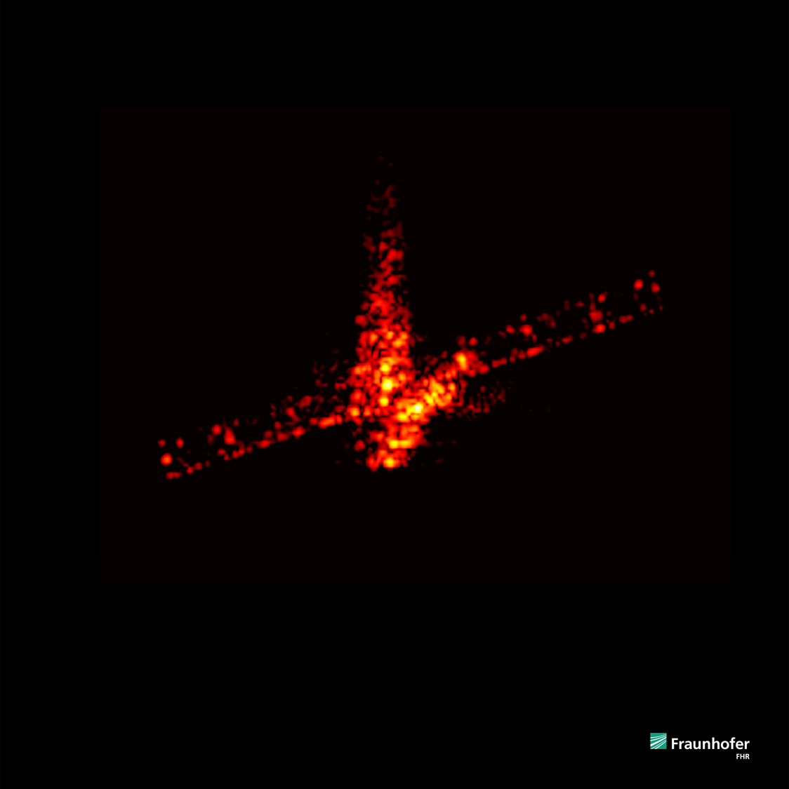Letzte Bilder von Aeolus während seiner kurzen Phase als Weltraummüll, aufgenommen vom Weltraumbeobachtungsradar TIRA des Fraunhofer FHR. (Die Farbe steht für die Intensität des Radarechos.)
