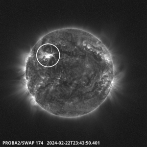 Largest flare of the current solar cycle as of 22 February 2024