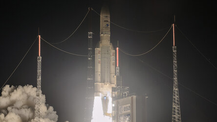 Watch the liftoff from Europe’s Spaceport of the upgraded Ariane 5 on 15 August 2020 carrying two telecom satellites and a space tug to their planned transfer orbits.