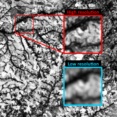 Comparison between high (100m) and low (300m) resolution of PROBA-V data