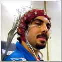 Luca Rossini wears a 32 EEG during the ACT led Parabolic Flight experiment.