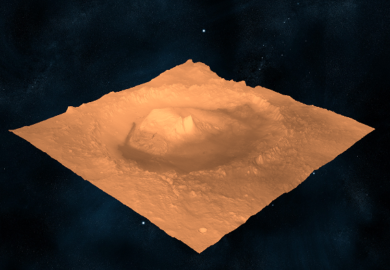 3D representation of the Gale Crater.
