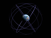 Illustration of the orbits of ESA's Gallileo satellites around Earth.