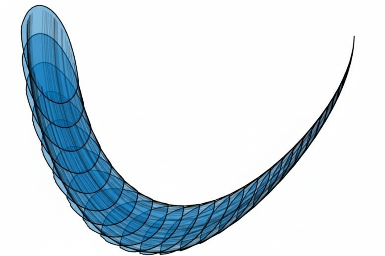 Schematic illustration of reachability domain around a nominal trajectory