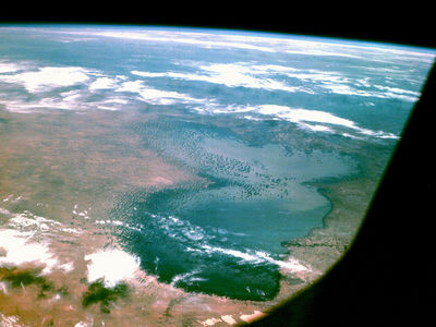 Lago Chade, visto da Apollo 7, em 1968.