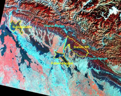 MERIS image of the Bardia National Park's boundaries in 2006