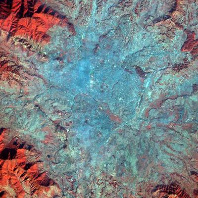 False-colour image (4,2,1) of Kathmandu in 2001, 30 m/pixel