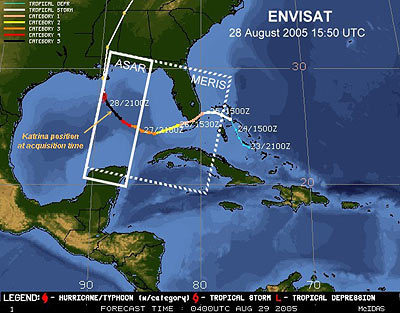 Acquisition locations for Envisat's MERIS and ASAR images