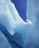 View upwards from a glacier crevasse