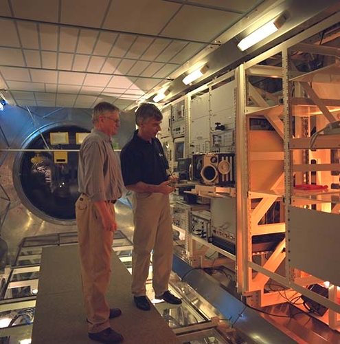 Astronaut Merbold in ESTEC's COF simulator