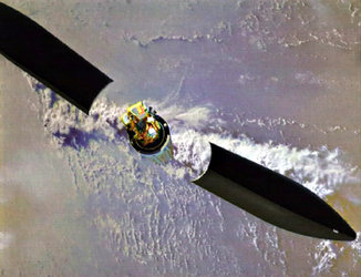 Artistic view of Envisat soars into orbit