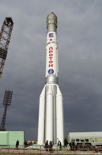 Proton rocket on the launch pad