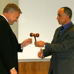 ESA's Achache (right) hands over CEOS gavel to Withee of NOAA