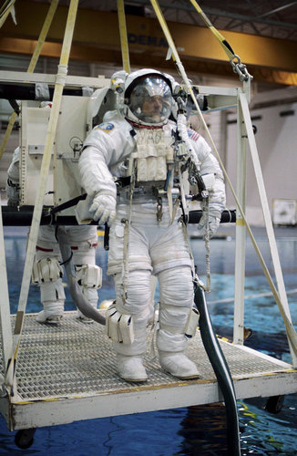 Pedro Duque during EVA training at JSC, Houston in 2001