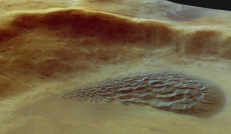 Close-up of the dune field
