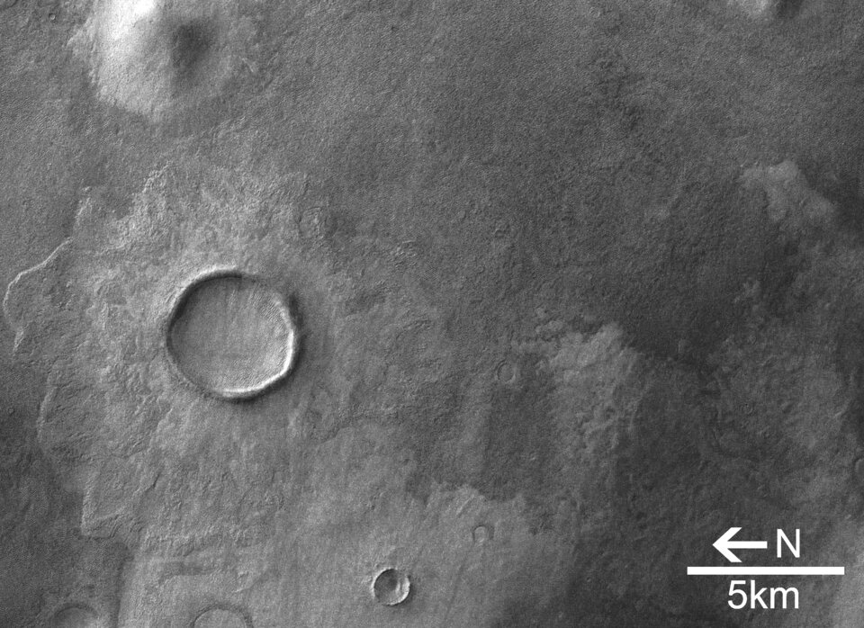 Close-up view of Promethei Terra craters