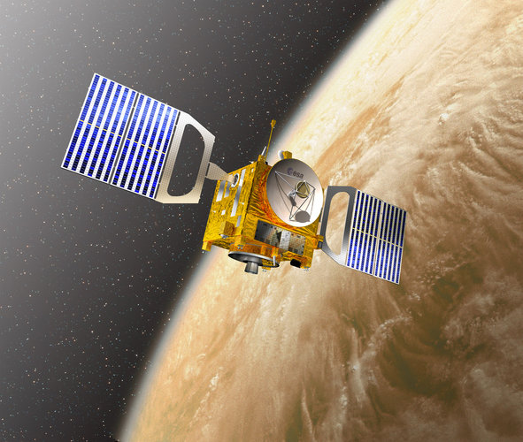 Artist’s view of Venus Express probe in orbit around Venus