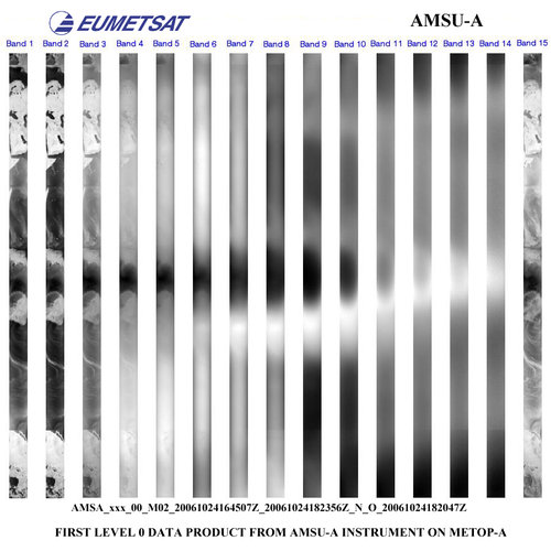 First data acquired by AMSU-A instrument aboard MetOp-A