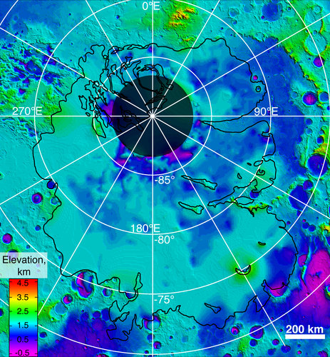 Lower boundary of icy layers covering Mars' south-polar region